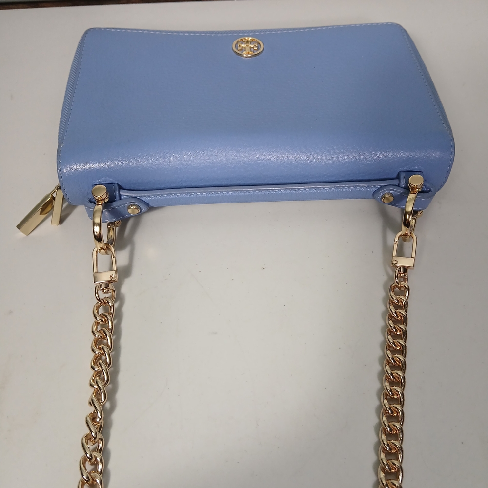 Tory Burch Blue Leather Landon Travel Wallet - Picture 9 of 13